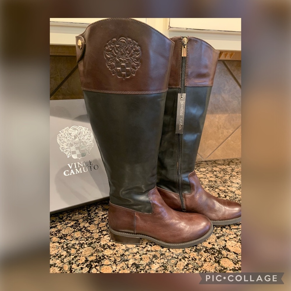 Vince Camuto Riding Boots - Black & Brown - New in Box